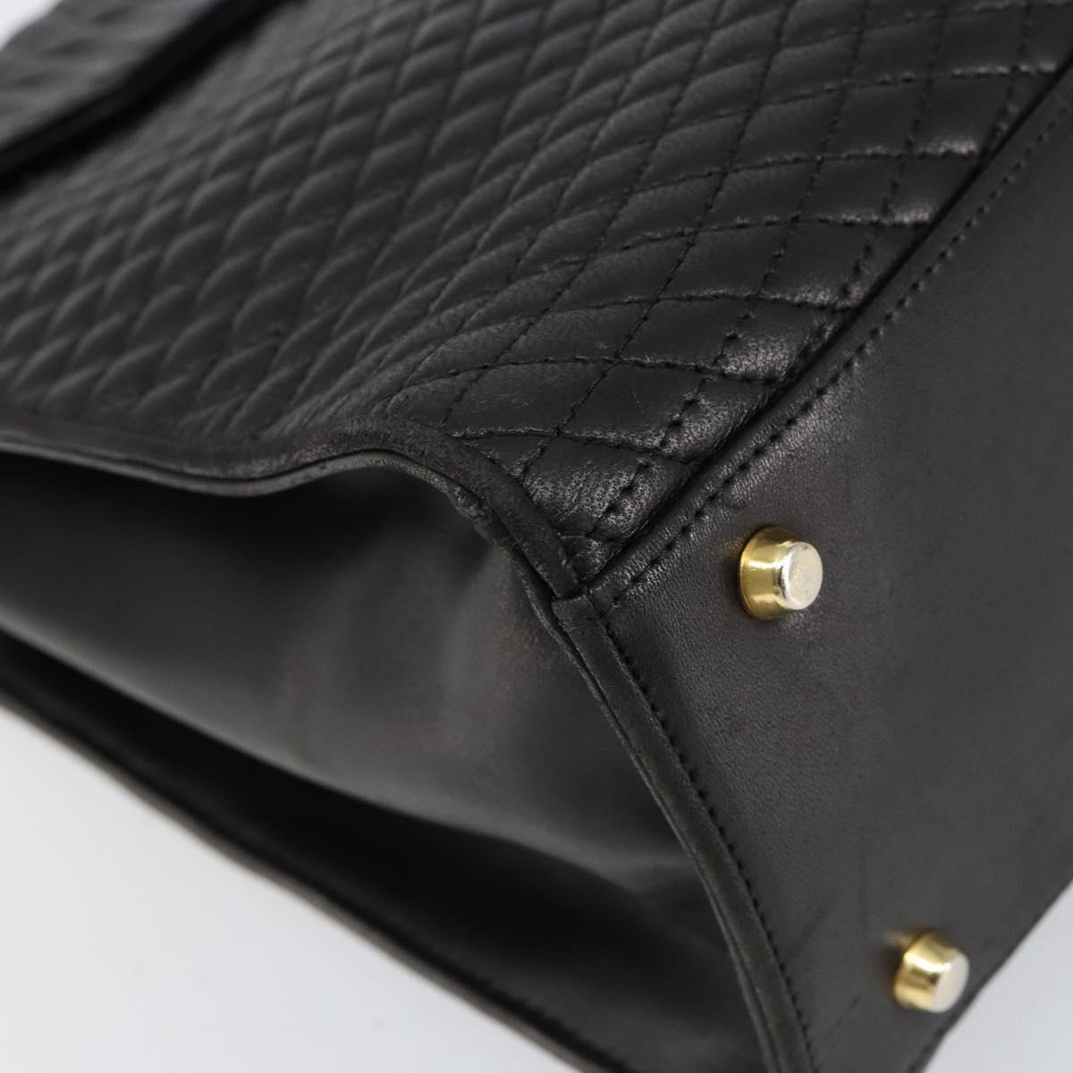 BALLY Hand Bag Leather Black Gold Auth 154724