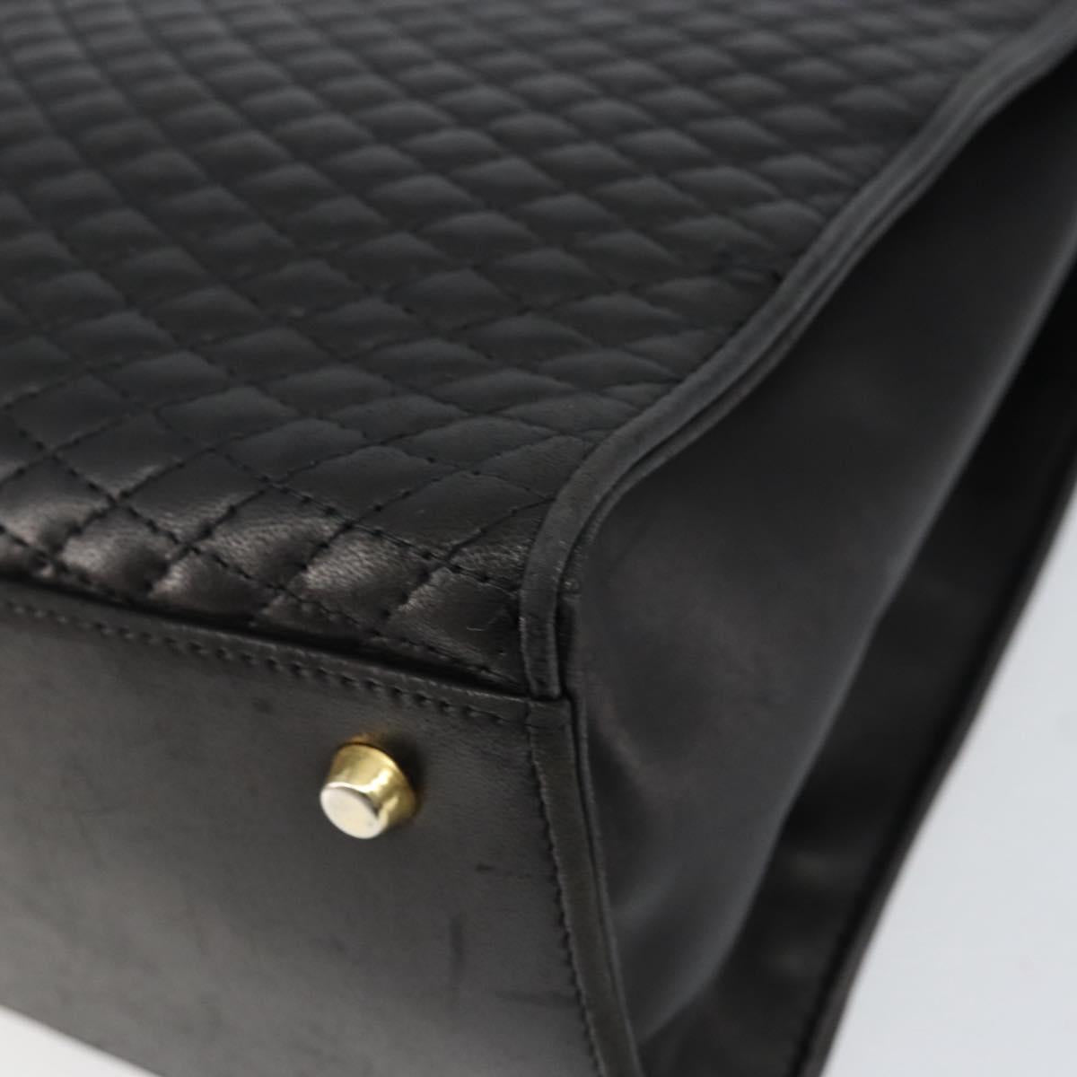 BALLY Hand Bag Leather Black Gold Auth 154724