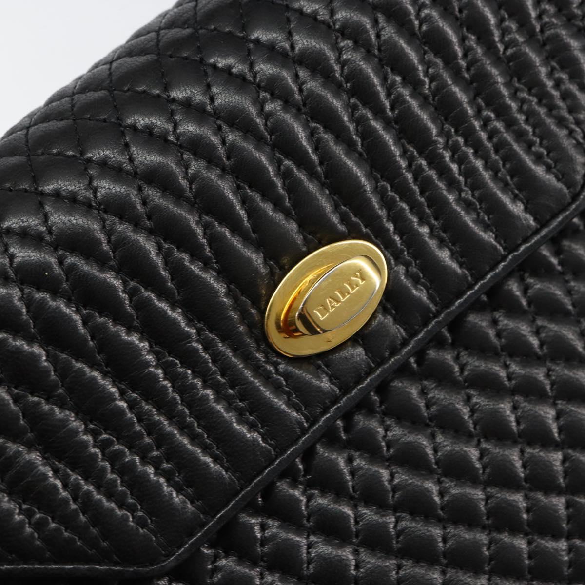 BALLY Hand Bag Leather Black Gold Auth 154724