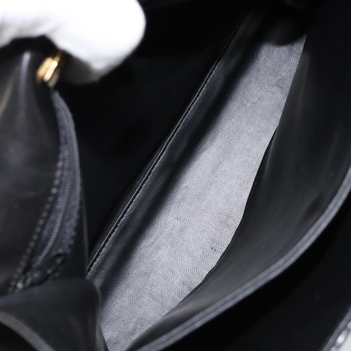 BALLY Hand Bag Leather Black Gold Auth 154724