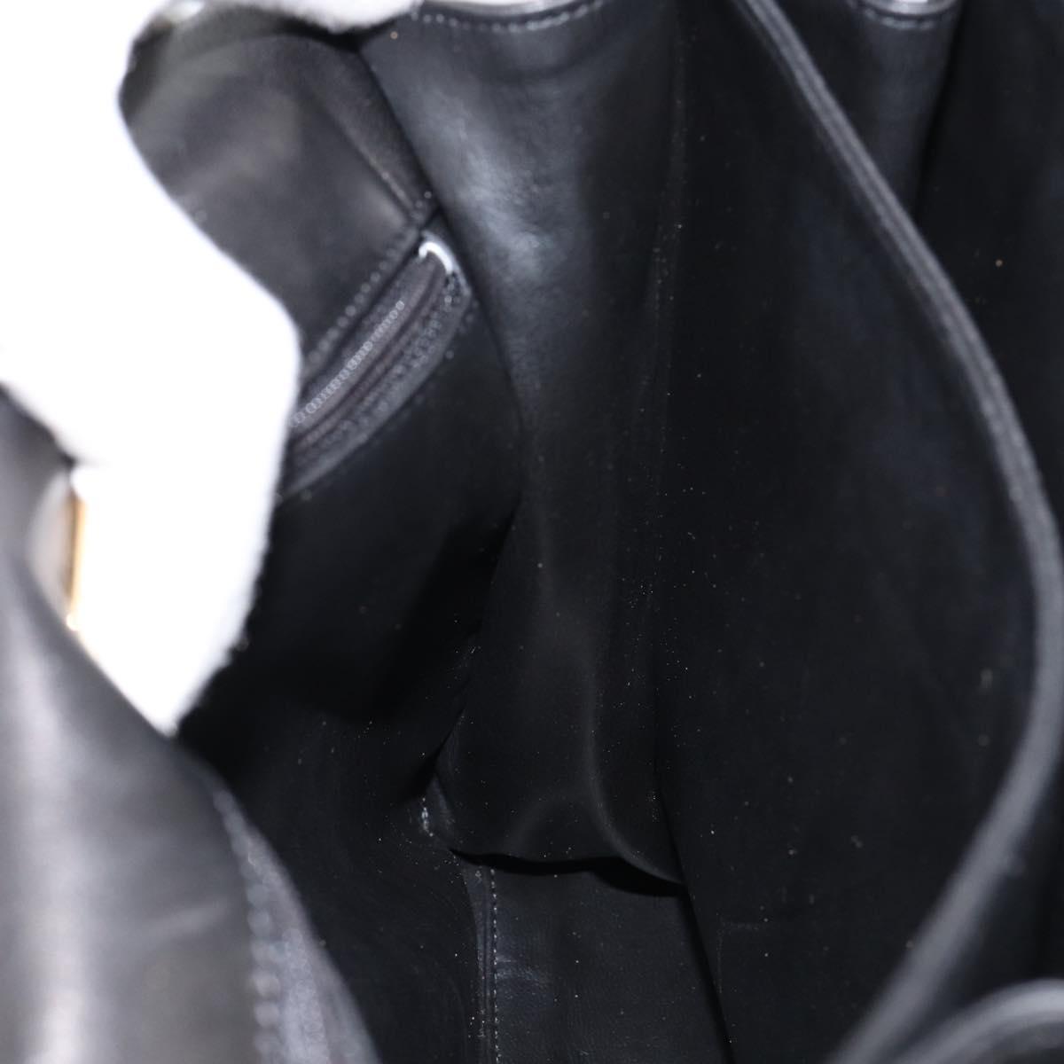 BALLY Hand Bag Leather Black Gold Auth 154724