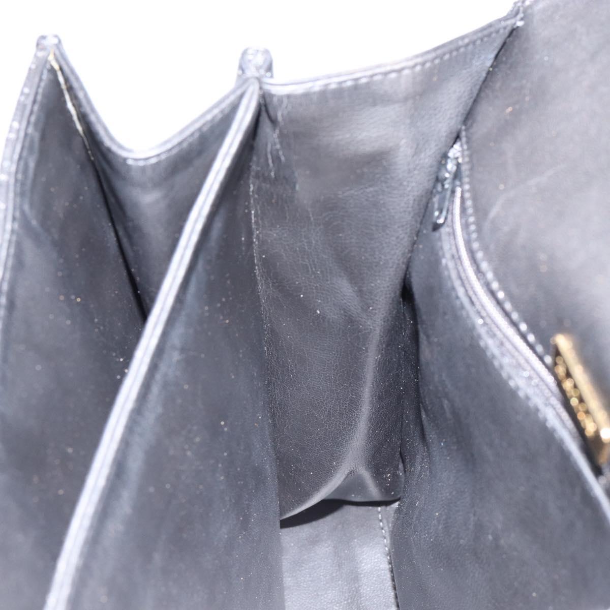 BALLY Hand Bag Leather Black Gold Auth 154724