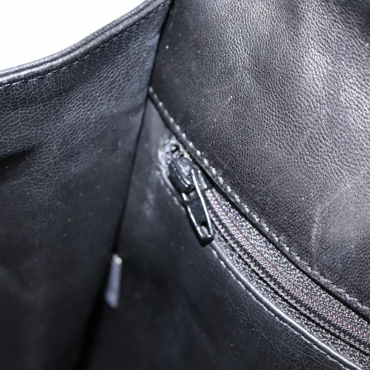 BALLY Hand Bag Leather Black Gold Auth 154724