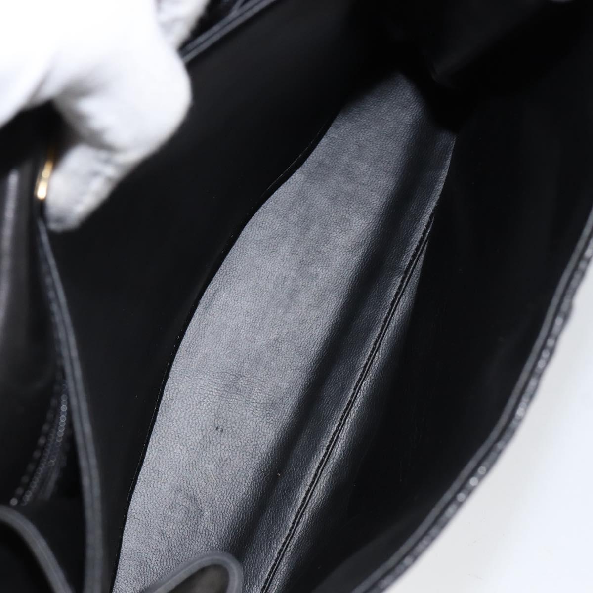 BALLY Hand Bag Leather Black Gold Auth 154724