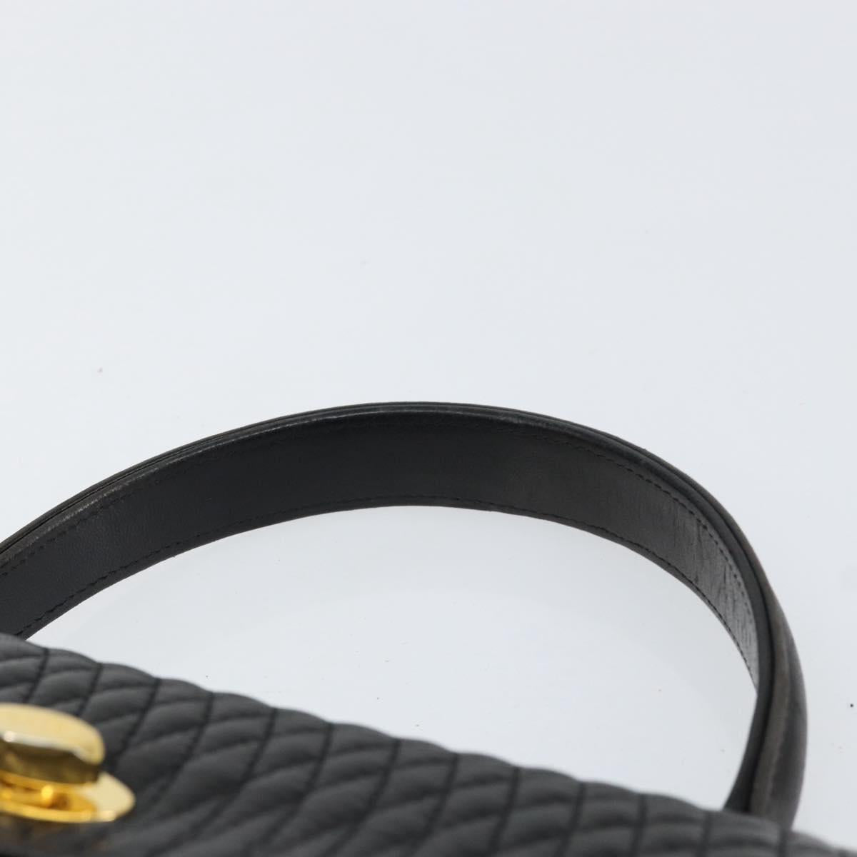 BALLY Hand Bag Leather Black Gold Auth 154724