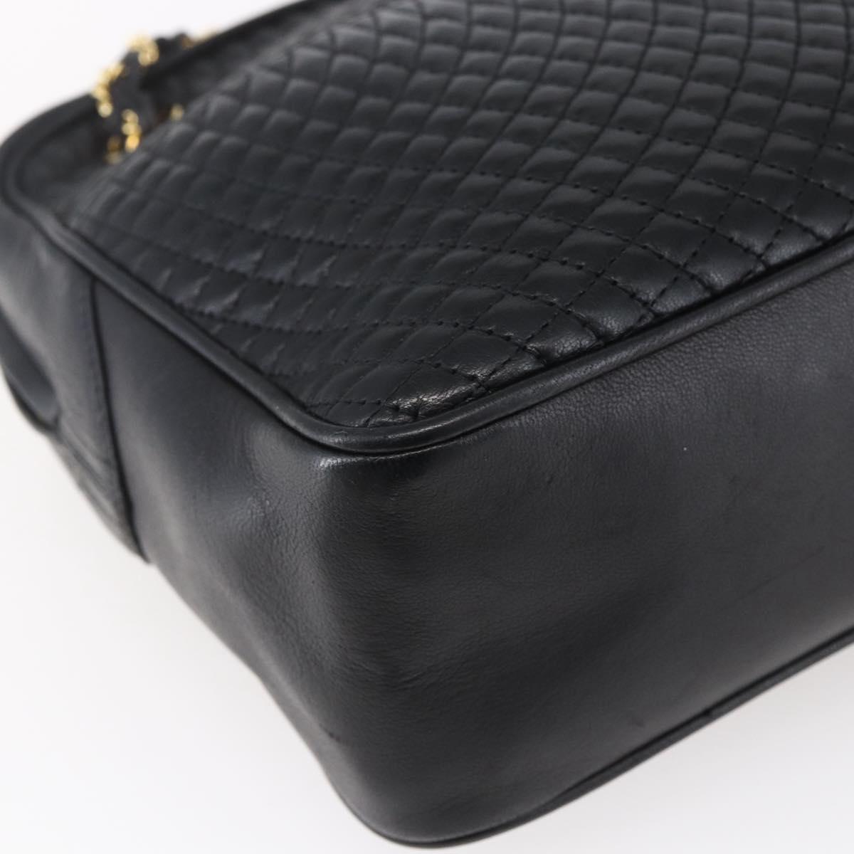 BALLY Chain Shoulder Bag Leather Black Gold Auth 154725