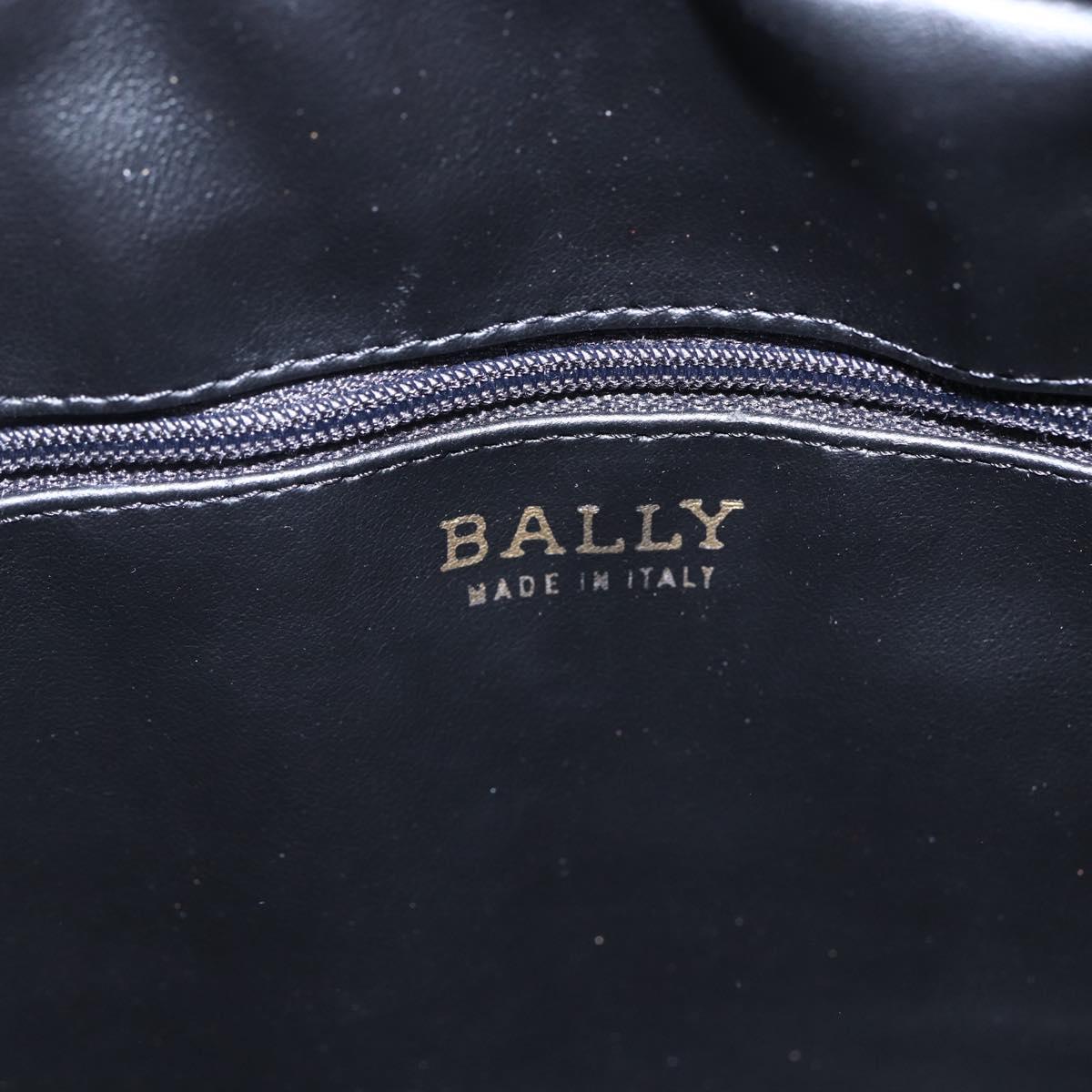 BALLY Chain Shoulder Bag Leather Black Gold Auth 154725