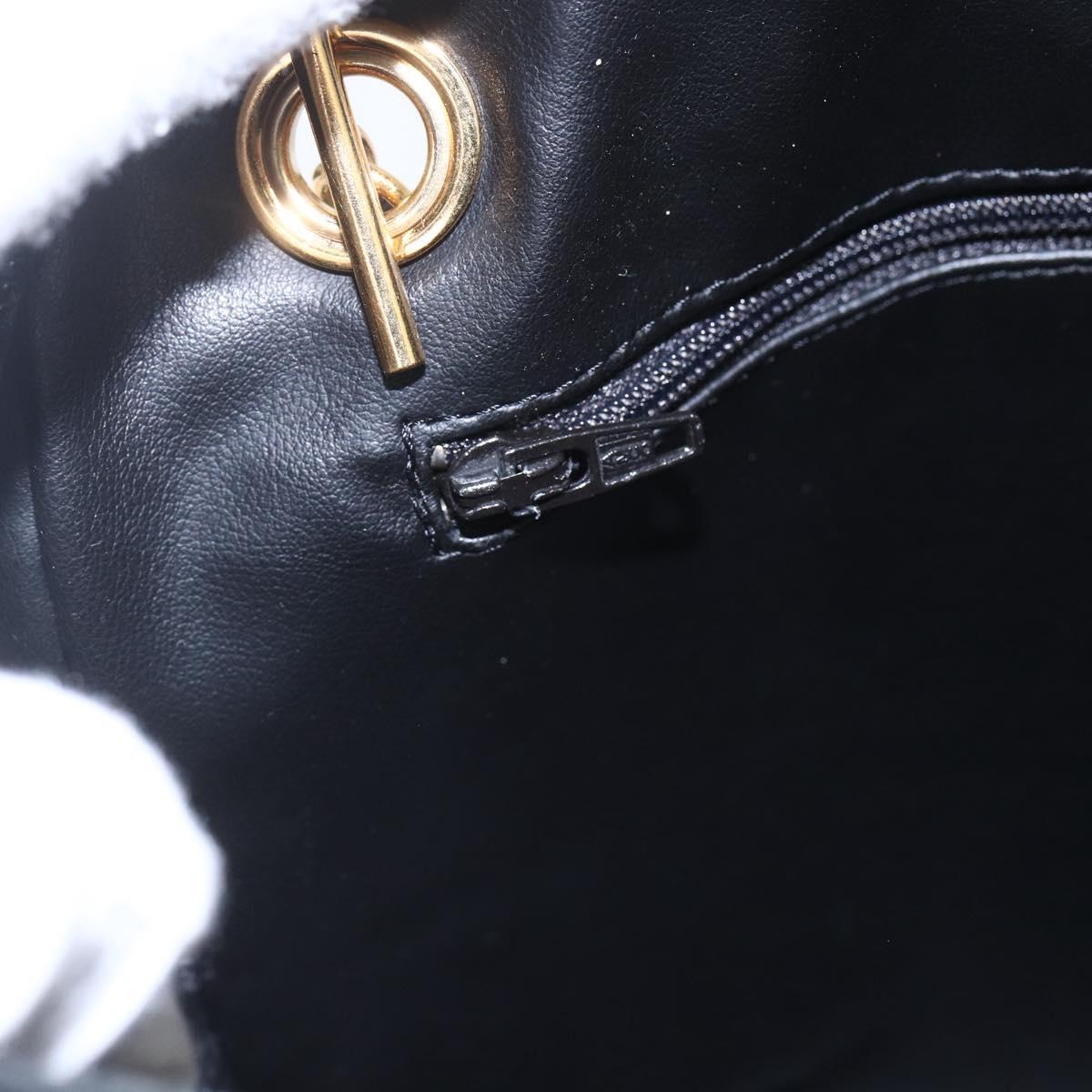 BALLY Chain Shoulder Bag Leather Black Gold Auth 154725