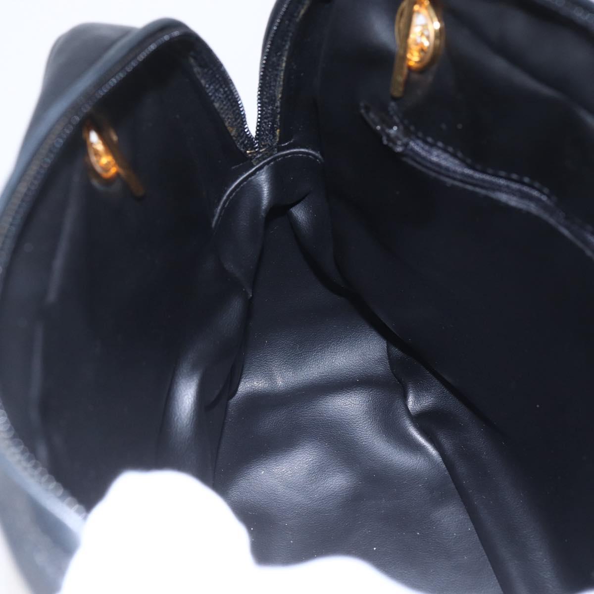 BALLY Chain Shoulder Bag Leather Black Gold Auth 154725