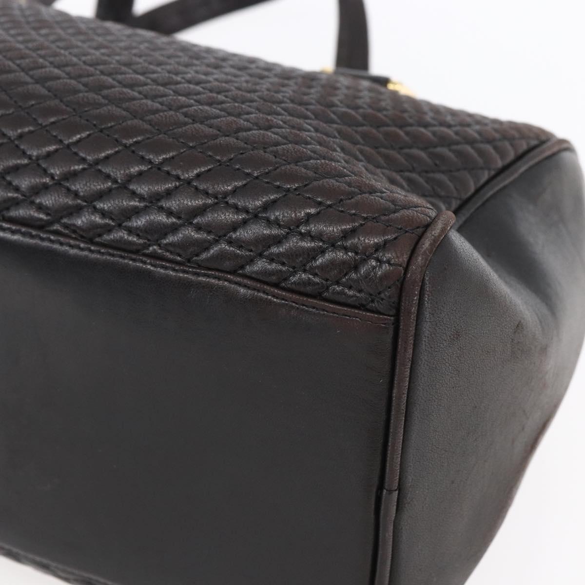 BALLY Hand Bag Leather Black Gold Auth 154726