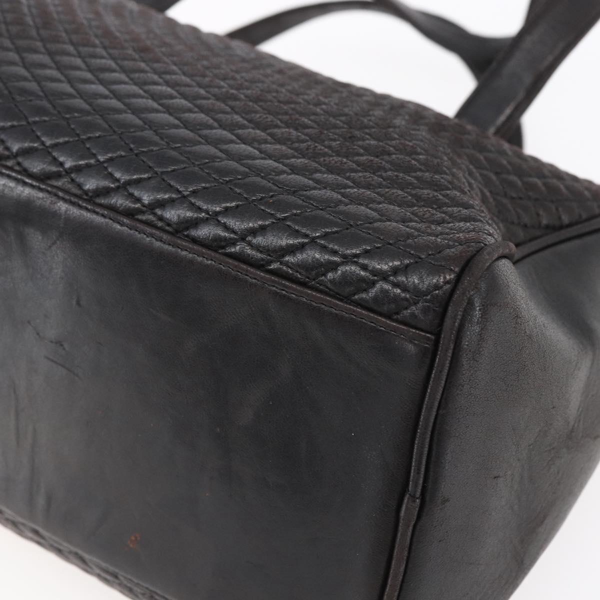 BALLY Hand Bag Leather Black Gold Auth 154726