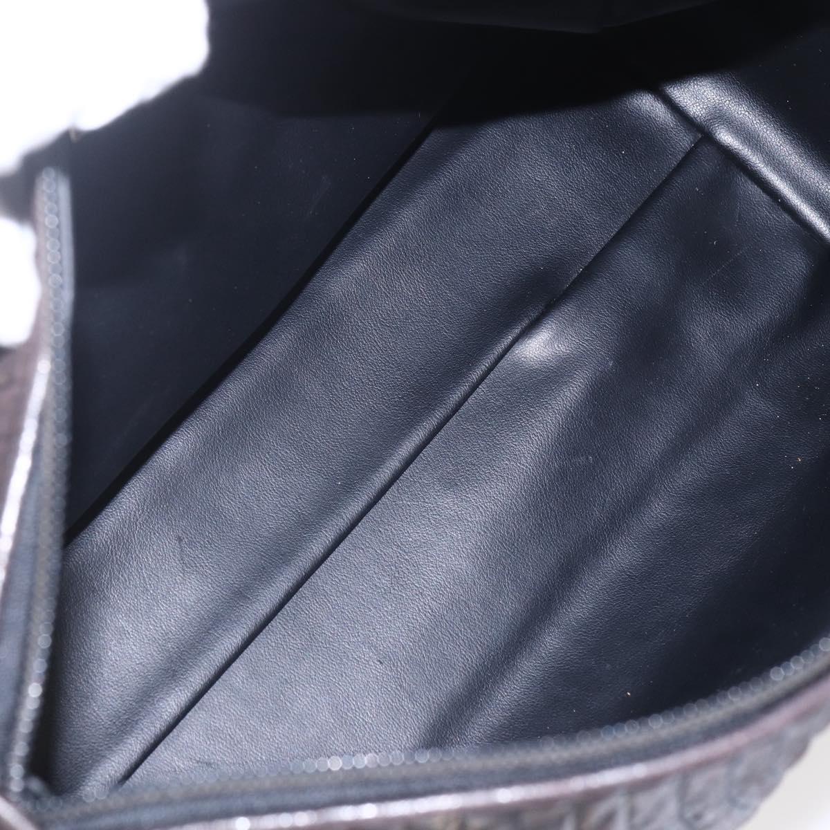 BALLY Hand Bag Leather Black Gold Auth 154726