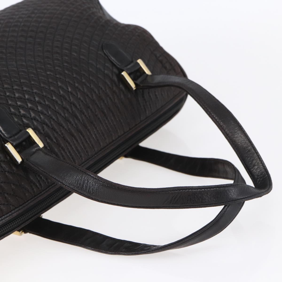 BALLY Hand Bag Leather Black Gold Auth 154726