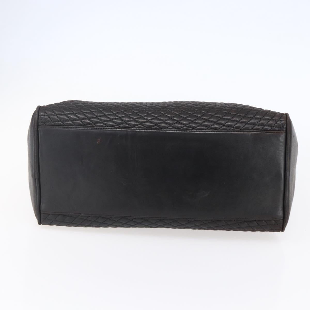 BALLY Hand Bag Leather Black Gold Auth 154726