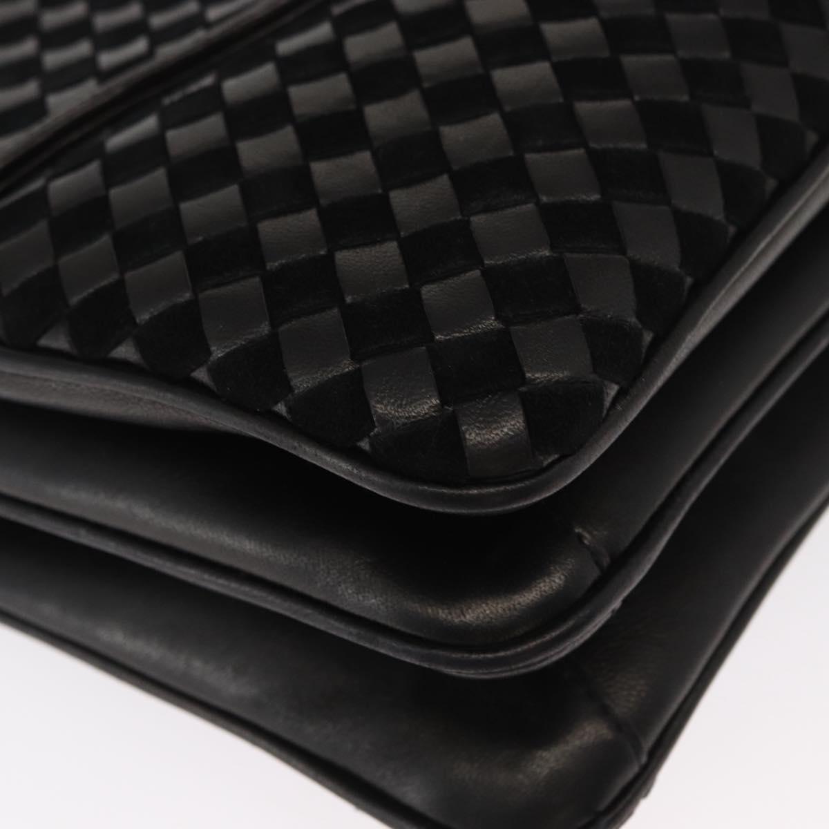 BALLY Hand Bag Leather 2way Black Gold Auth 154727