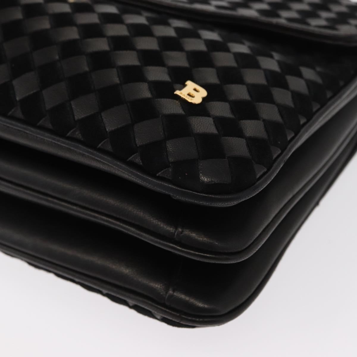 BALLY Hand Bag Leather 2way Black Gold Auth 154727