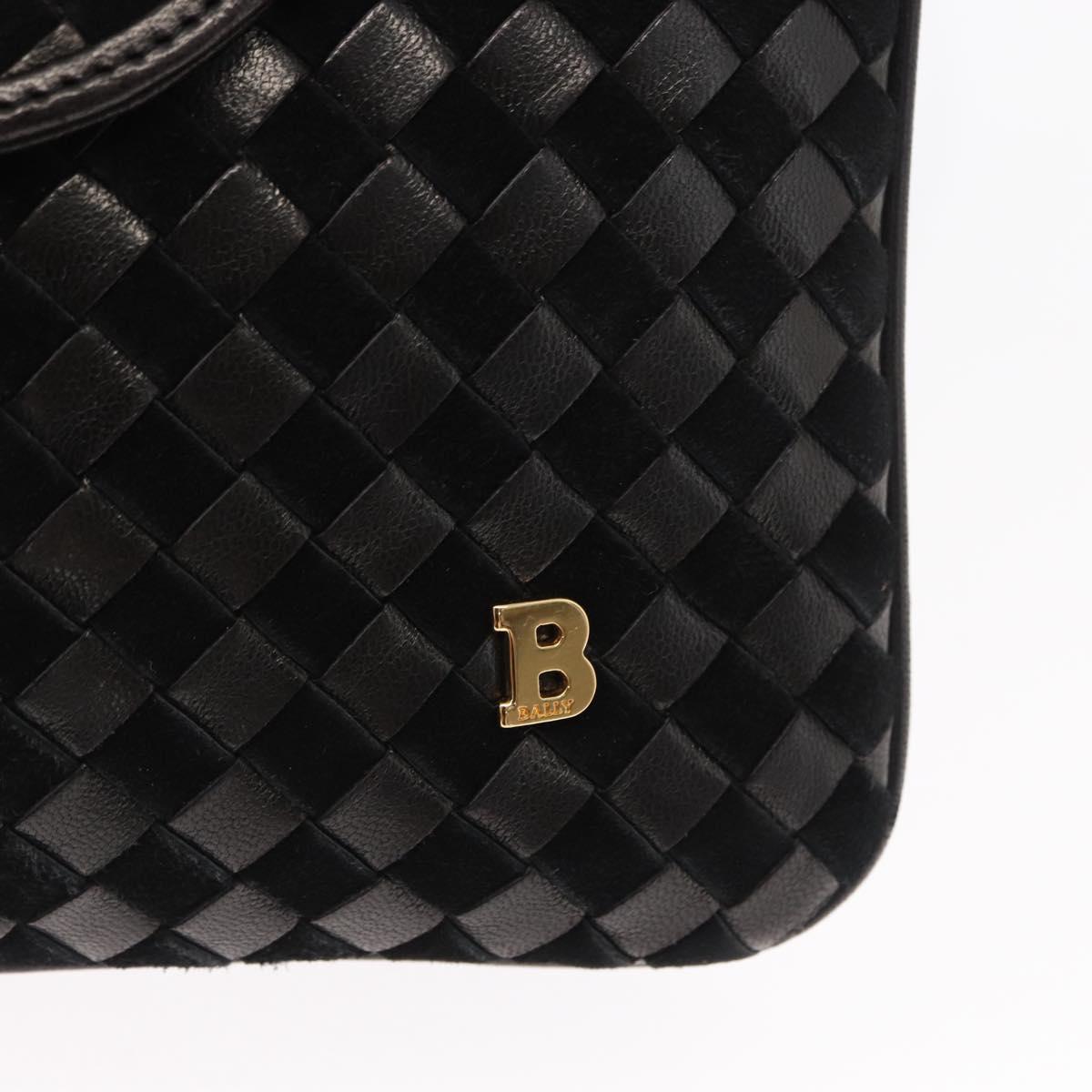 BALLY Hand Bag Leather 2way Black Gold Auth 154727