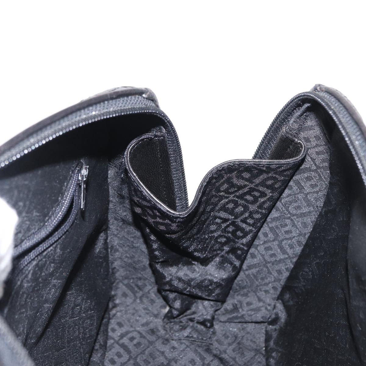 BALLY Quilted Hand Bag Leather Black Gold Auth 154728