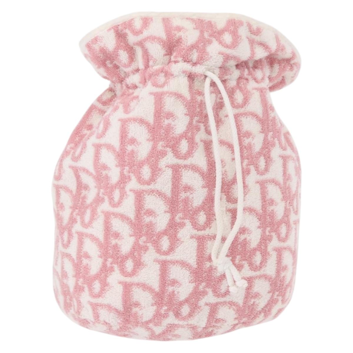 Christian Dior Trotter Canvas Pouch Pile Pink Auth 154730