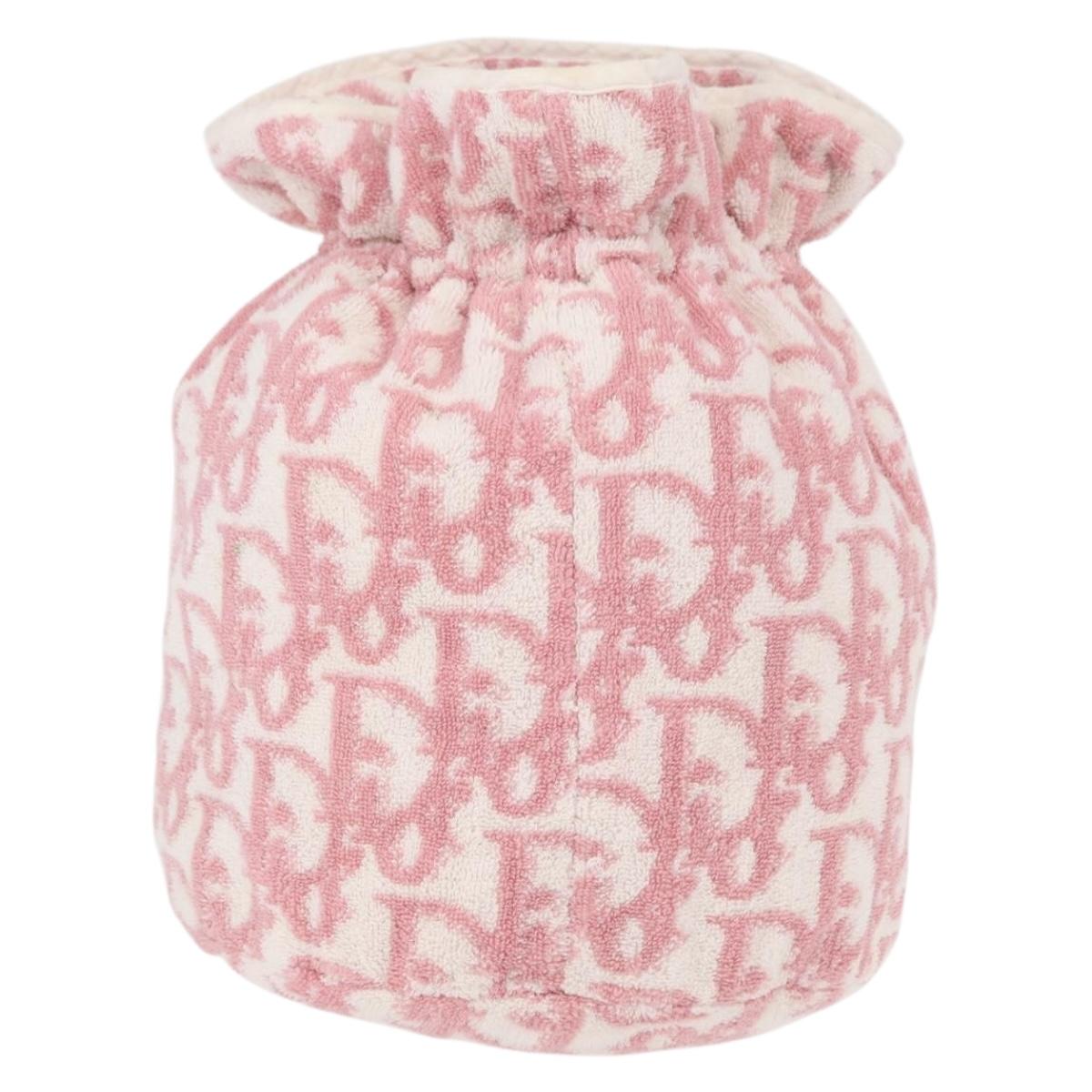 Christian Dior Trotter Canvas Pouch Pile Pink Auth 154730