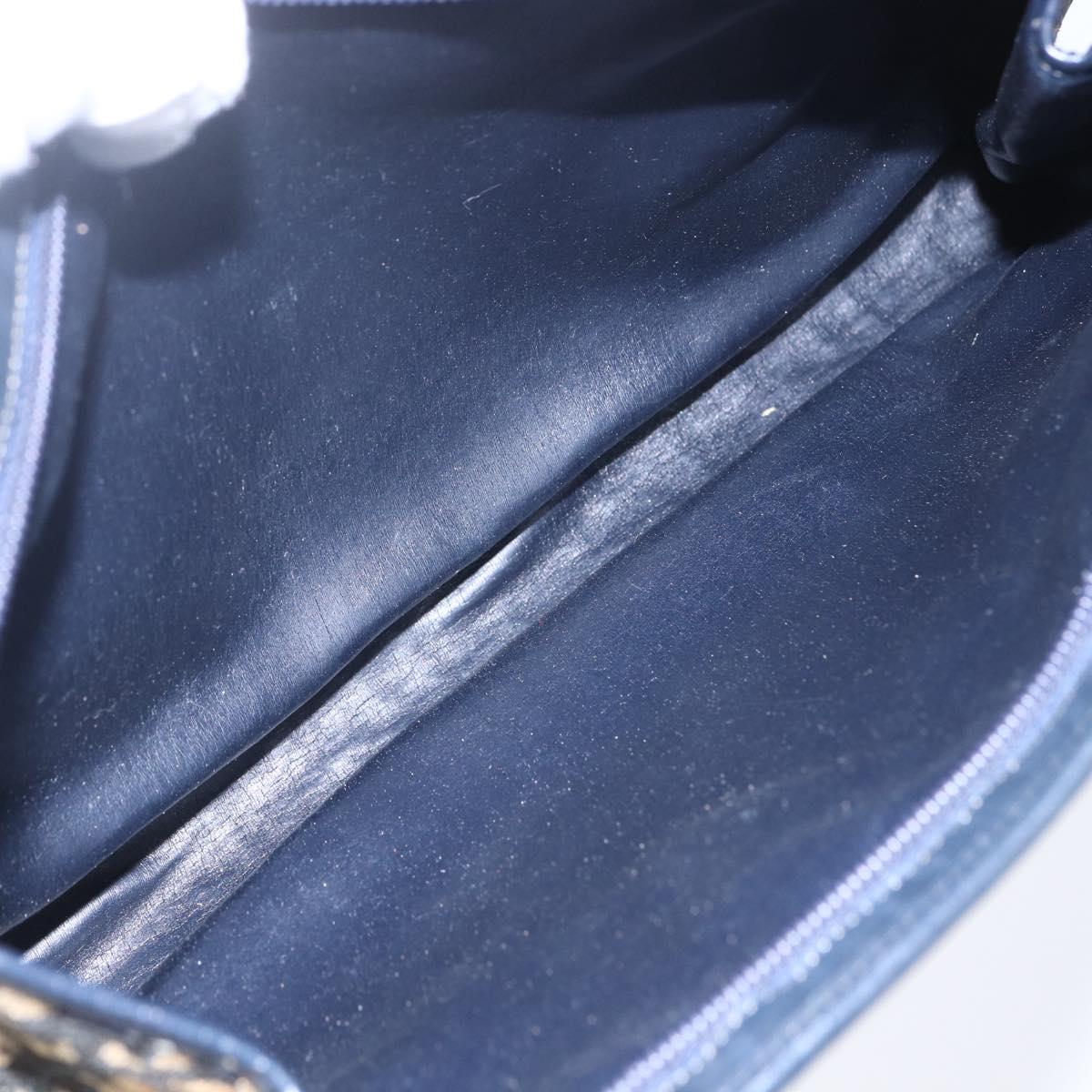 Christian Dior Trotter Canvas Hand Bag Navy Gold Auth 154735