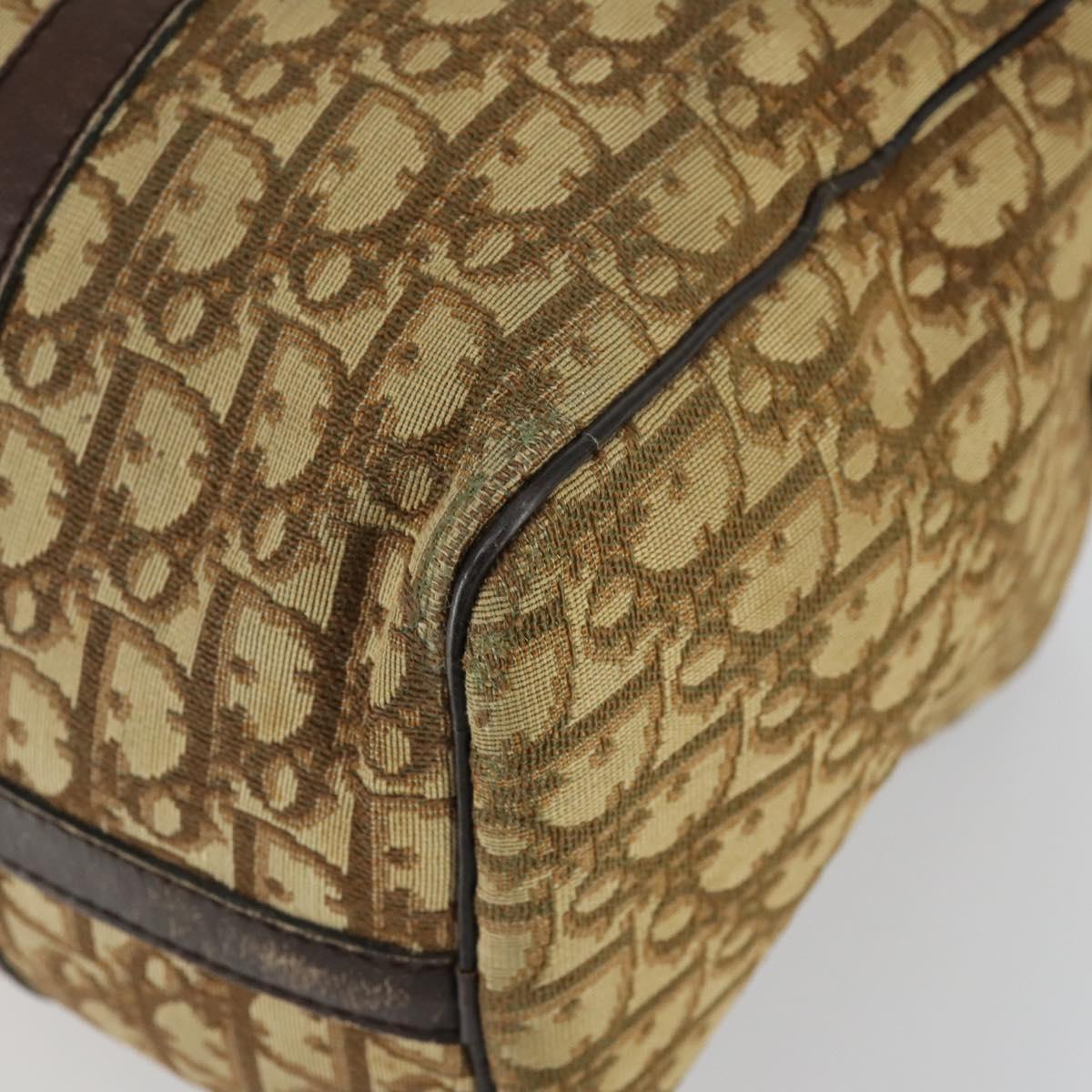 Christian Dior Trotter Canvas Boston Bag Beige Gold Auth 154736