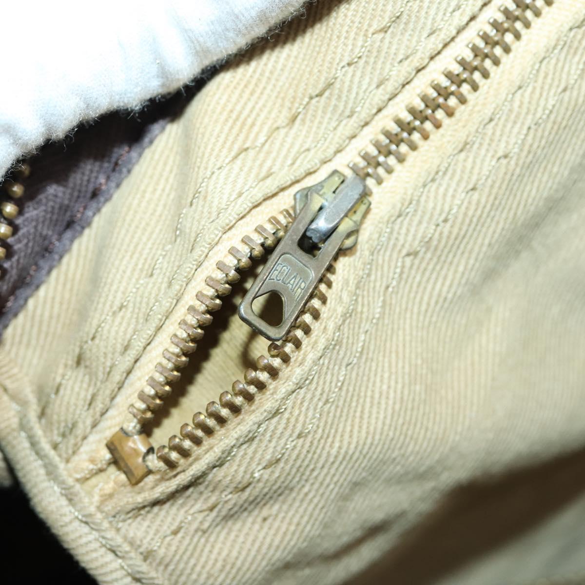 Christian Dior Trotter Canvas Boston Bag Beige Gold Auth 154736