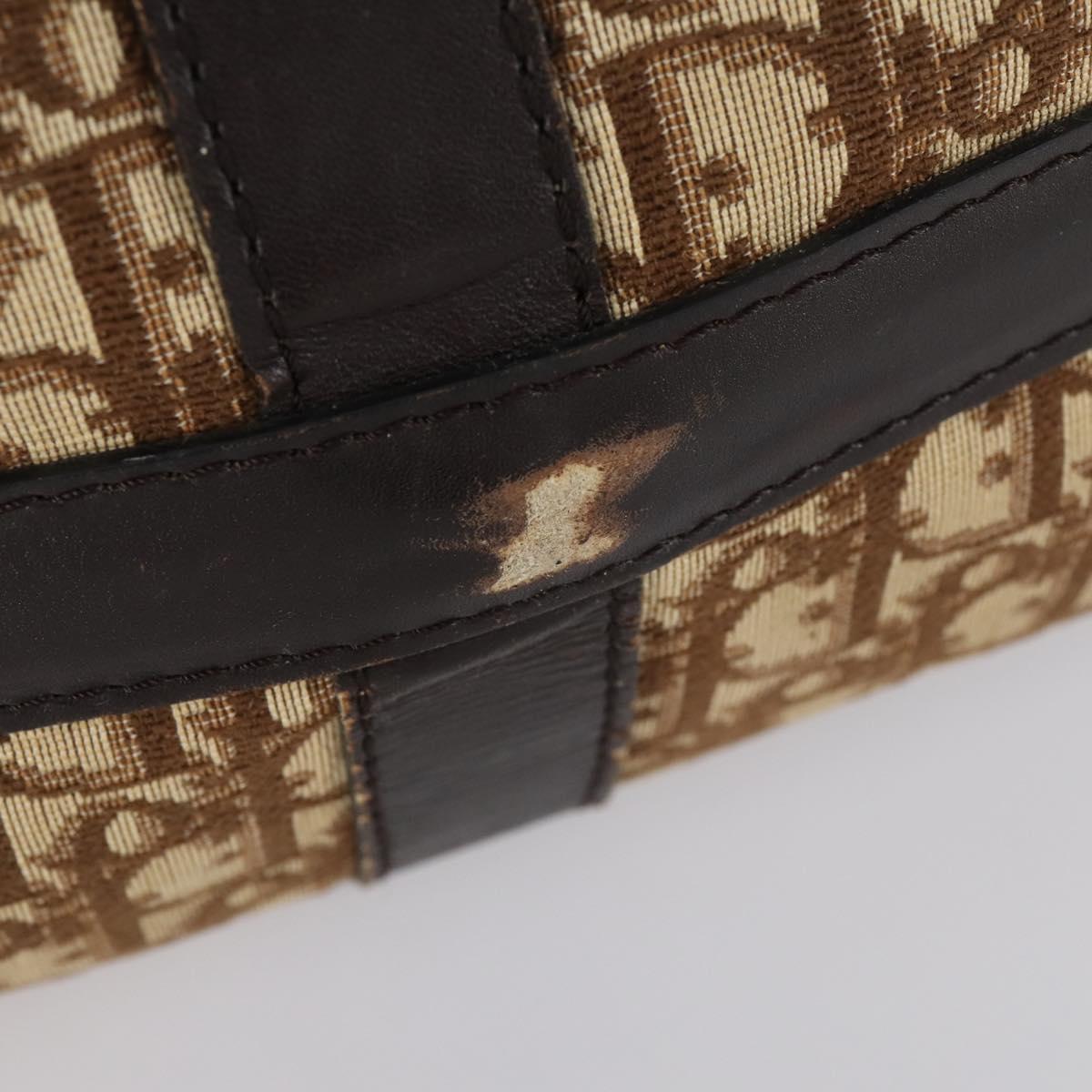 Christian Dior Trotter Canvas Boston Bag Beige Gold Auth 154737