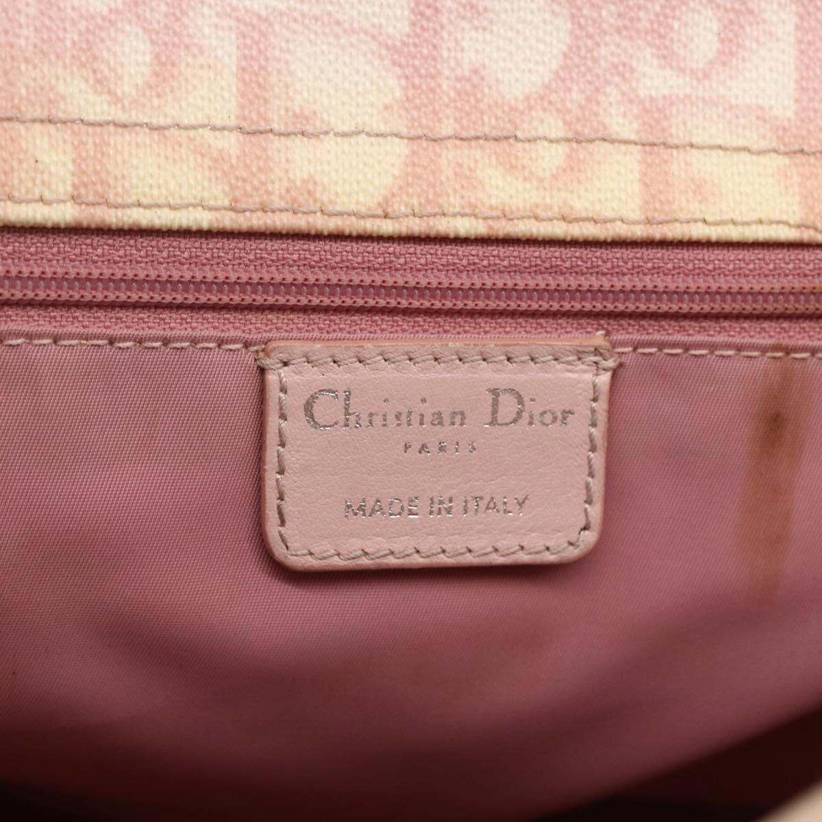 Christian Dior Trotter Canvas Romantic Chain Bag PVC Pink Silver Auth 154738