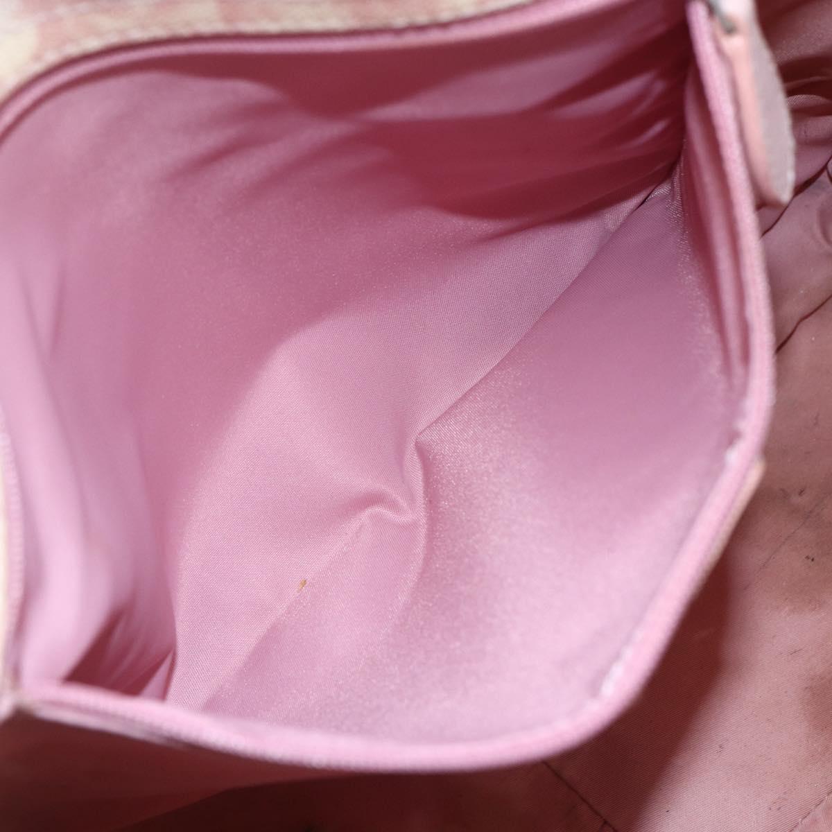 Christian Dior Trotter Canvas Romantic Chain Bag PVC Pink Silver Auth 154738