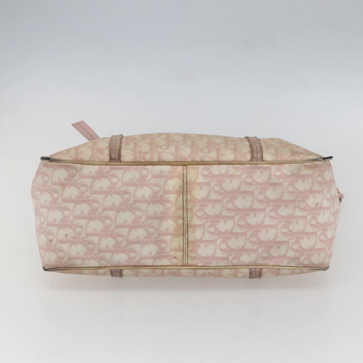 Christian Dior Trotter Canvas Romantic Chain Bag PVC Pink Silver Auth 154738