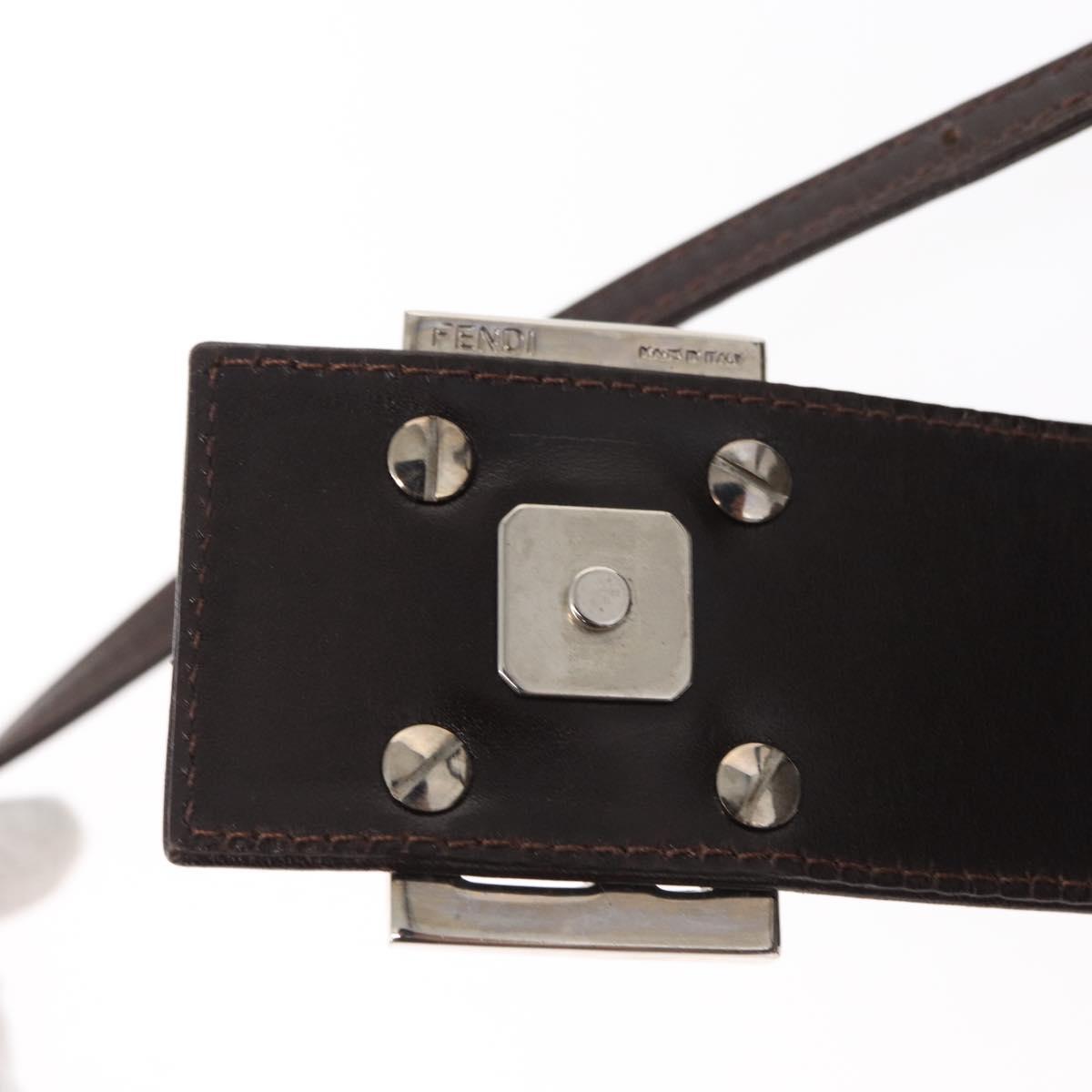 FENDI Zucca Canvas Mamma Baguette Shoulder Bag Black Brown Silver Auth 154739