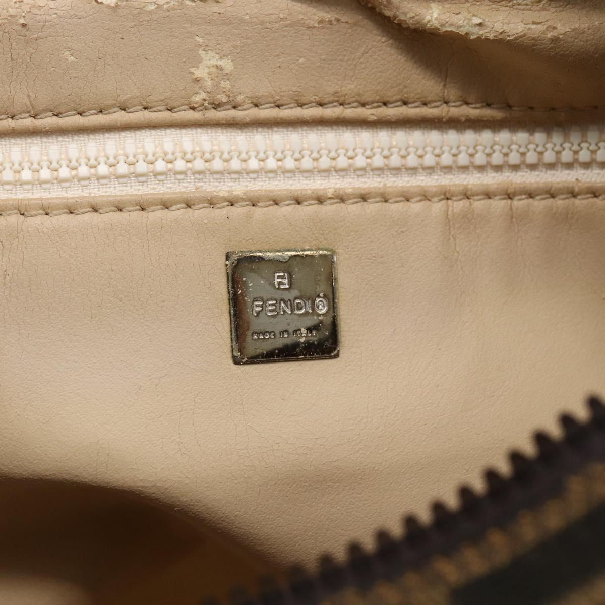 FENDI Zucca Canvas Vanity Hand Bag Black Brown gold Auth 154740