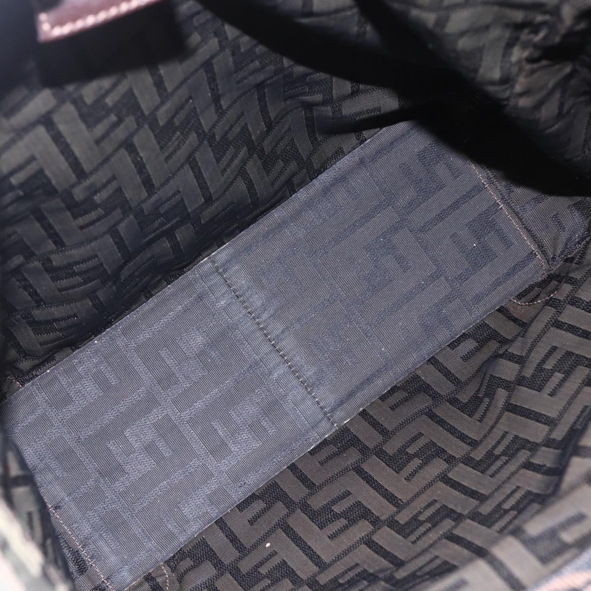 FENDI Zucca Canvas Hand Bag Black Brown Auth 154741