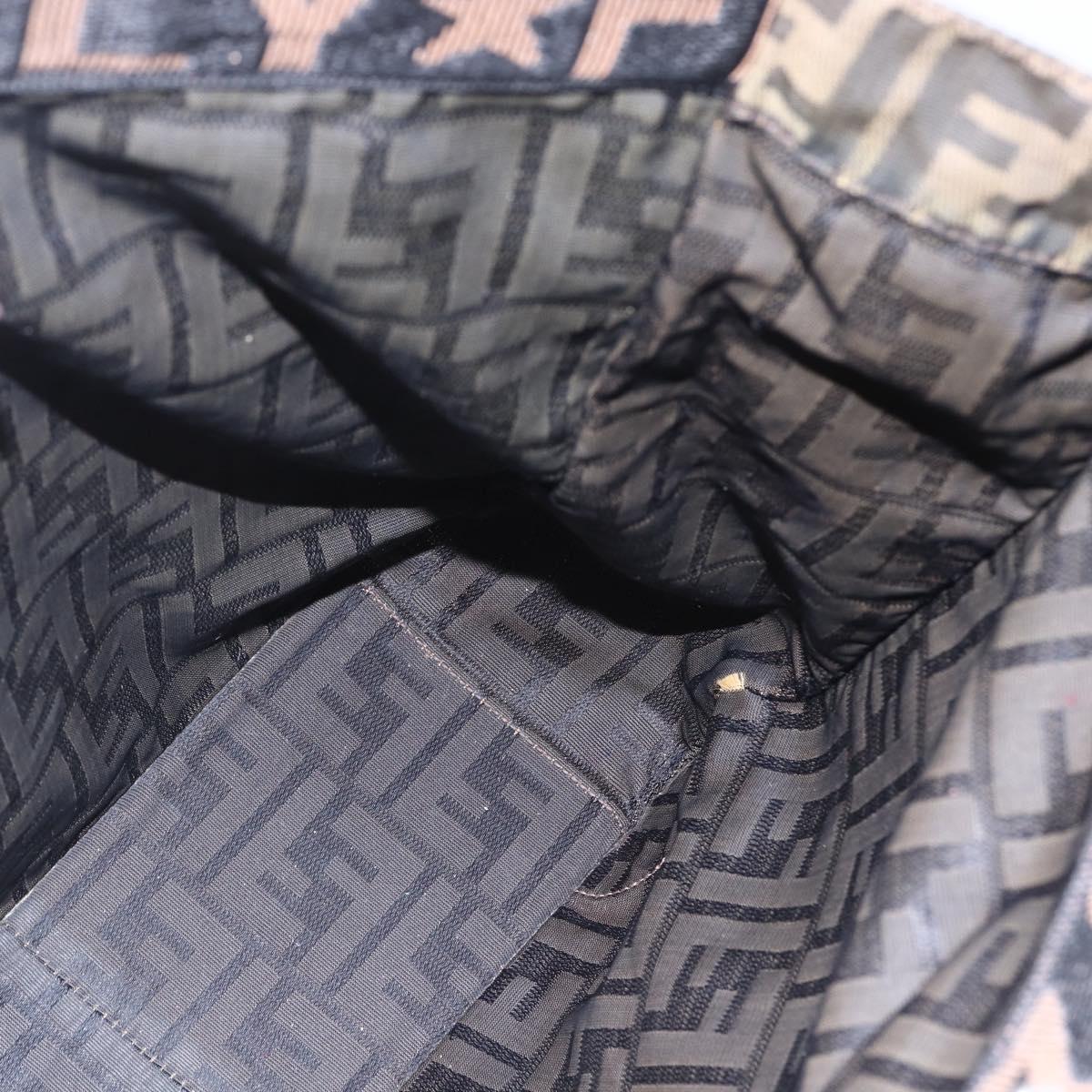 FENDI Zucca Canvas Hand Bag Black Brown Auth 154741