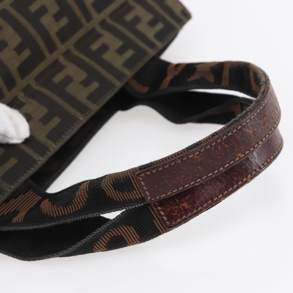 FENDI Zucca Canvas Hand Bag Black Brown Auth 154741