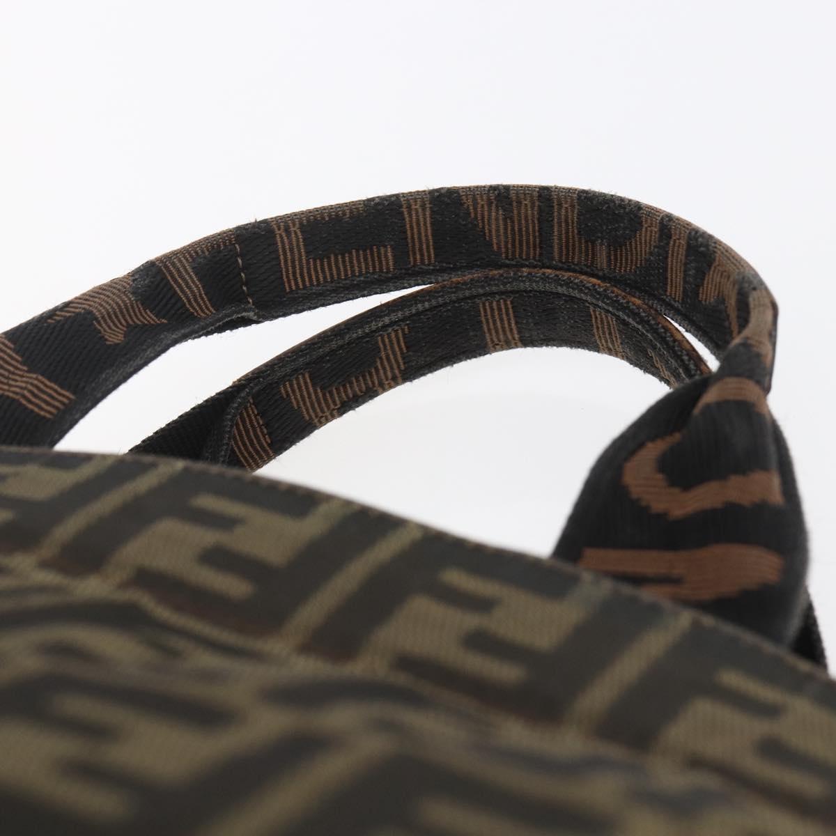 FENDI Zucca Canvas Hand Bag Black Brown Auth 154741