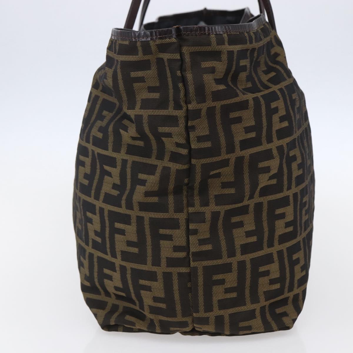 FENDI Zucca Canvas Tote Bag Black Brown Auth 154742