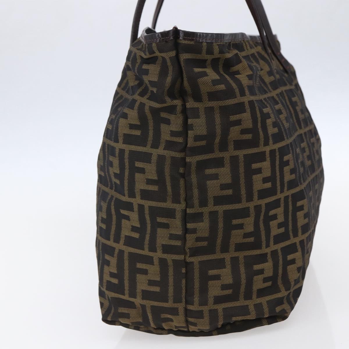 FENDI Zucca Canvas Tote Bag Black Brown Auth 154742