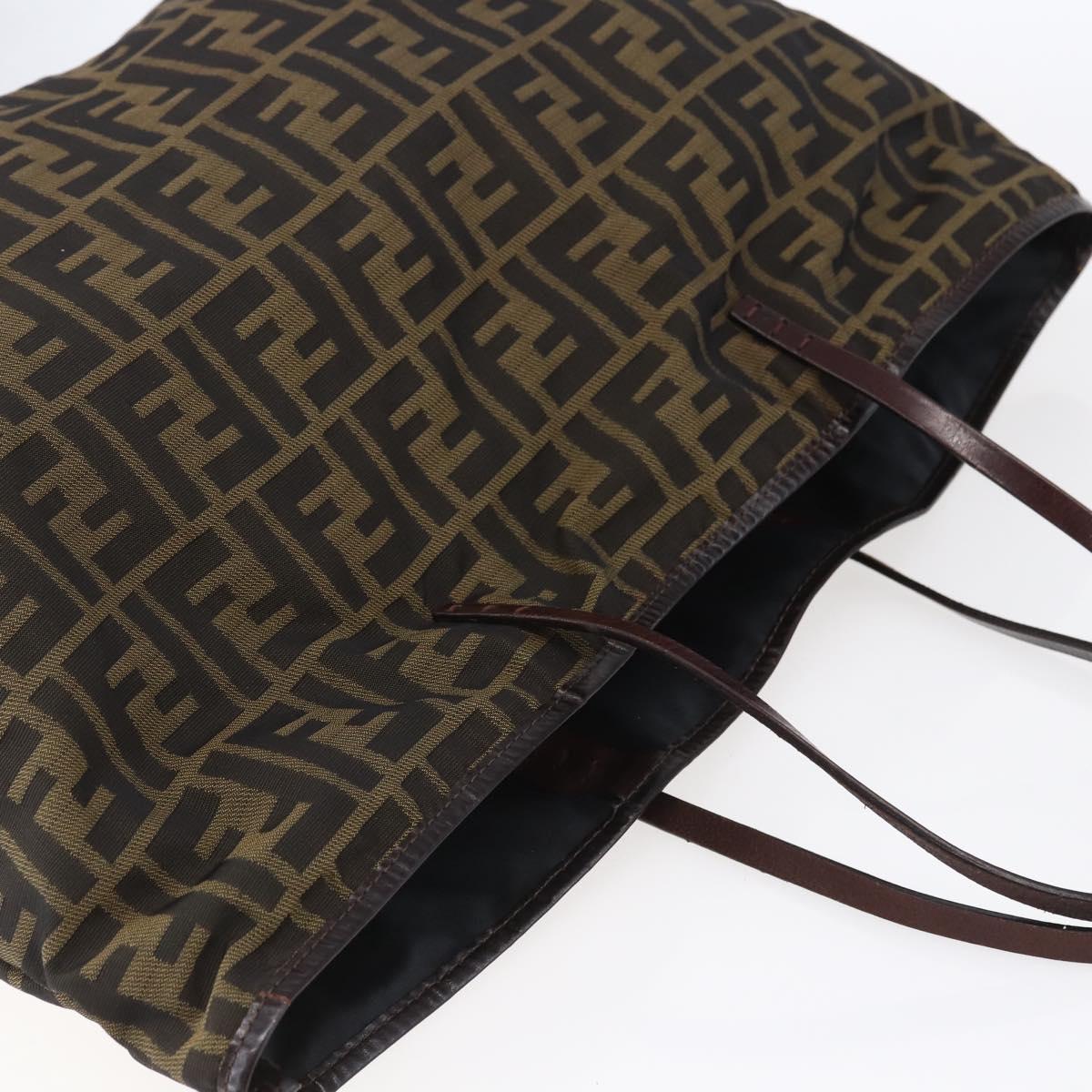 FENDI Zucca Canvas Tote Bag Black Brown Auth 154742