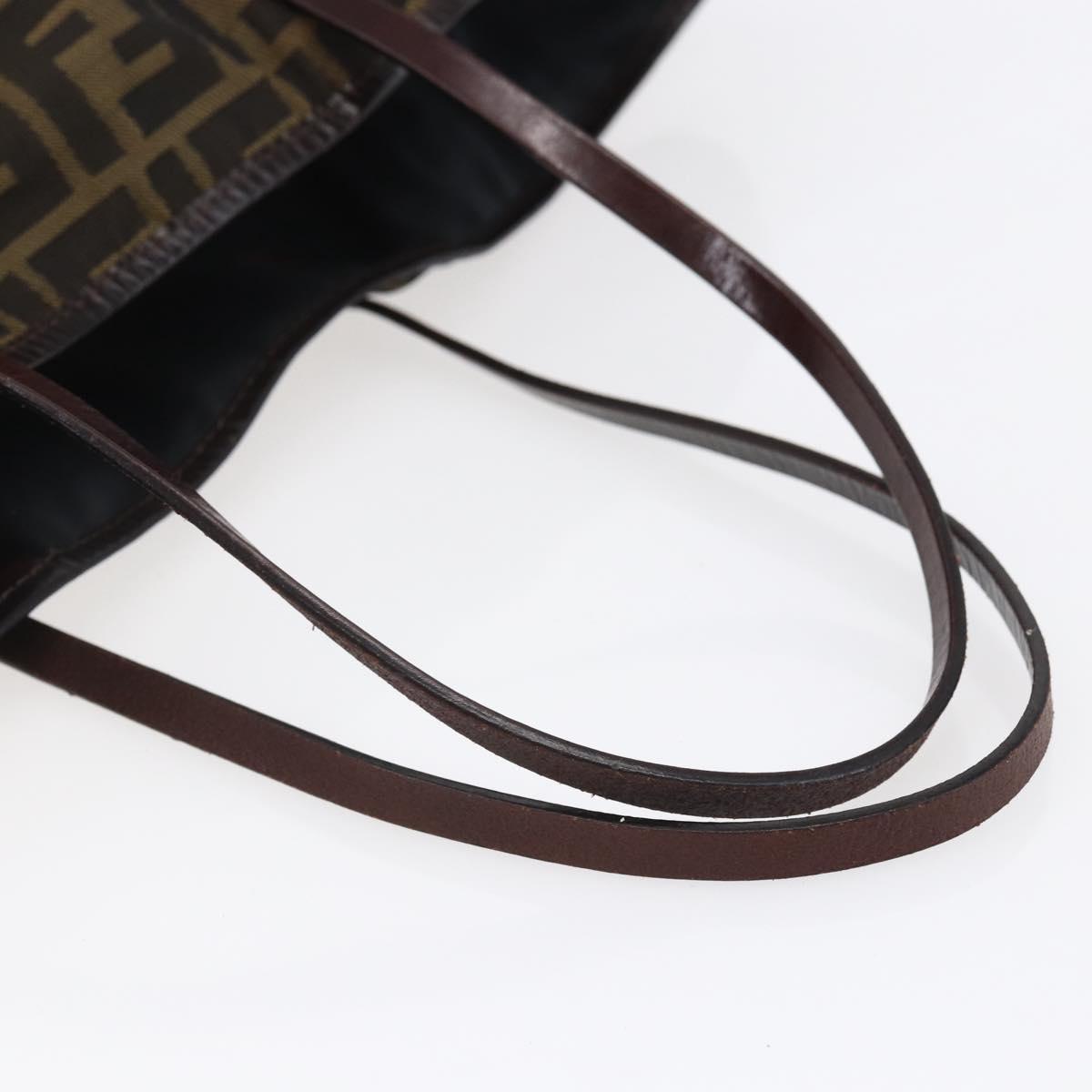 FENDI Zucca Canvas Tote Bag Black Brown Auth 154742