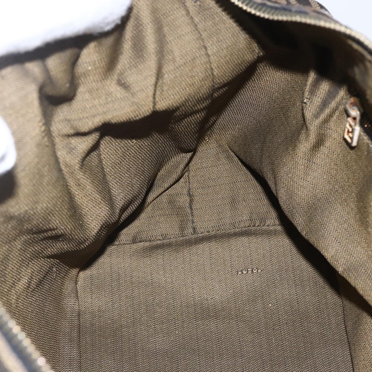 FENDI Zucca Canvas Vanity Hand Bag Black Brown gold Auth 154743