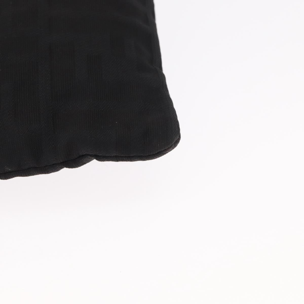 FENDI Zucca Canvas Shoulder Bag Black Silver Auth 154744