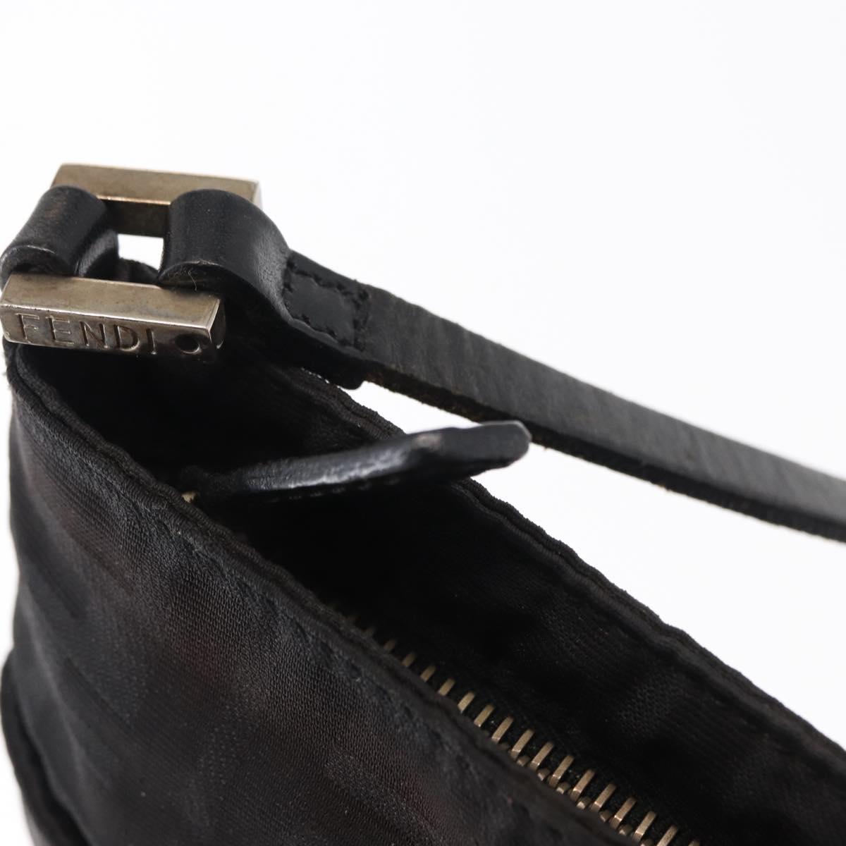 FENDI Zucca Canvas Shoulder Bag Black Silver Auth 154744