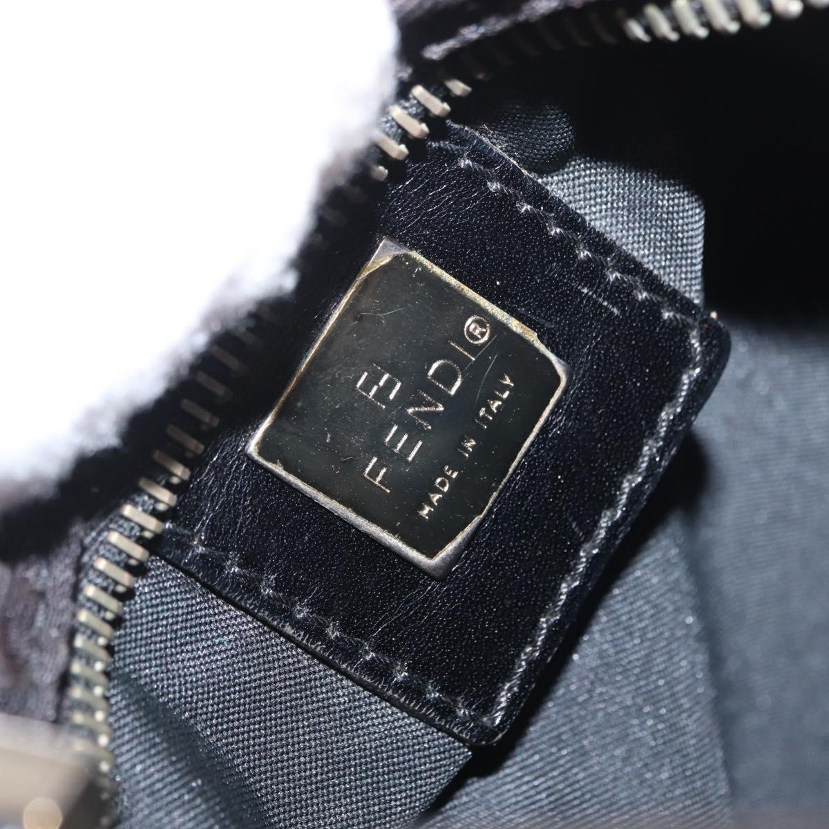 FENDI Zucca Canvas Shoulder Bag Black Silver Auth 154744