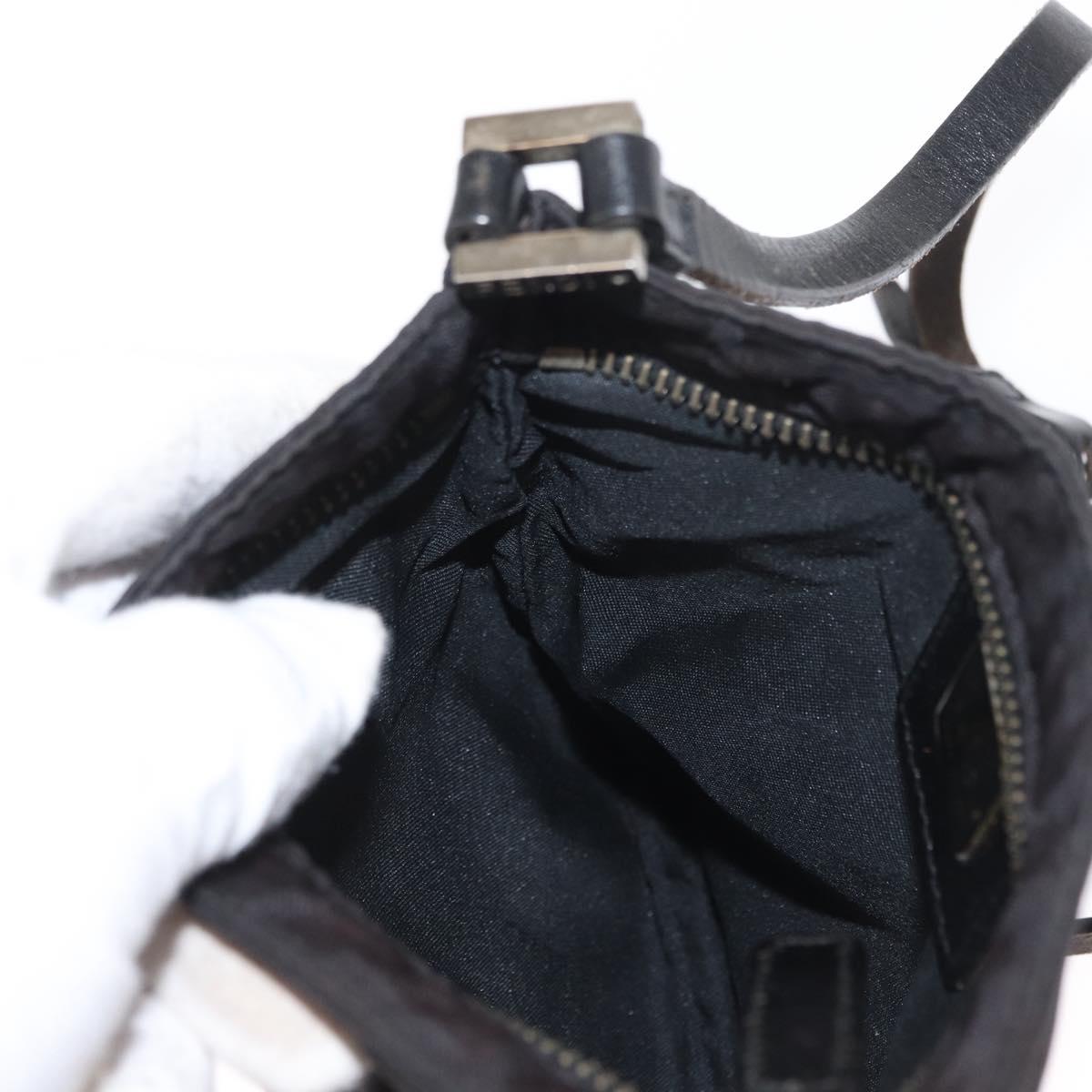 FENDI Zucca Canvas Shoulder Bag Black Silver Auth 154744