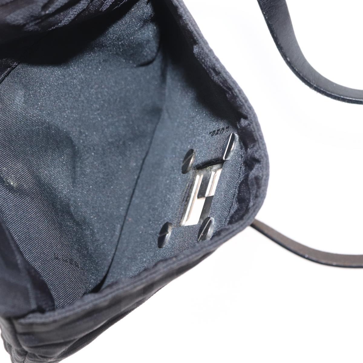 FENDI Zucca Canvas Shoulder Bag Black Silver Auth 154744