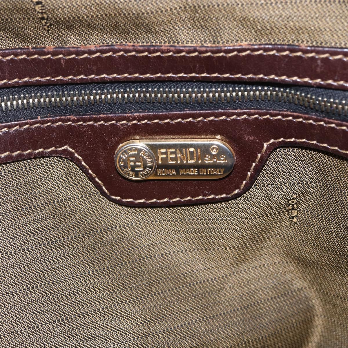 FENDI Zucca Canvas Vanity Hand Bag Black Brown gold Auth 154745