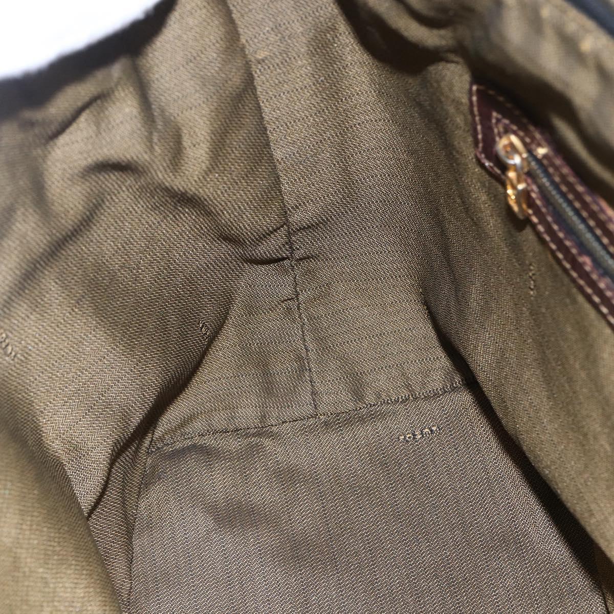 FENDI Zucca Canvas Vanity Hand Bag Black Brown gold Auth 154745