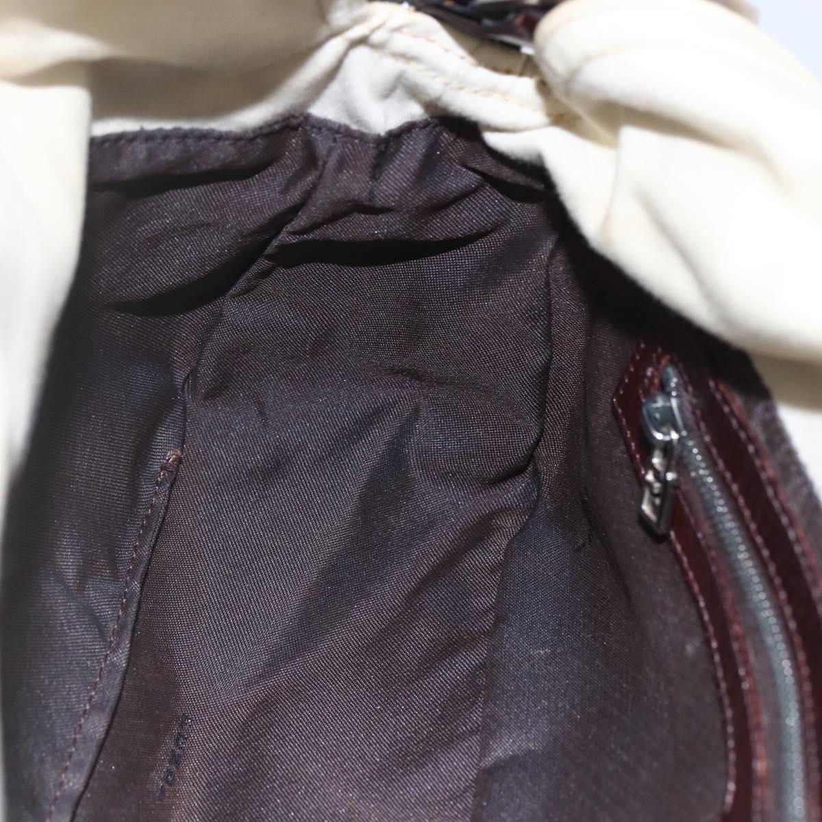 FENDI Mamma Baguette Shoulder Bag Canvas Leather Beige Silver Auth 154747